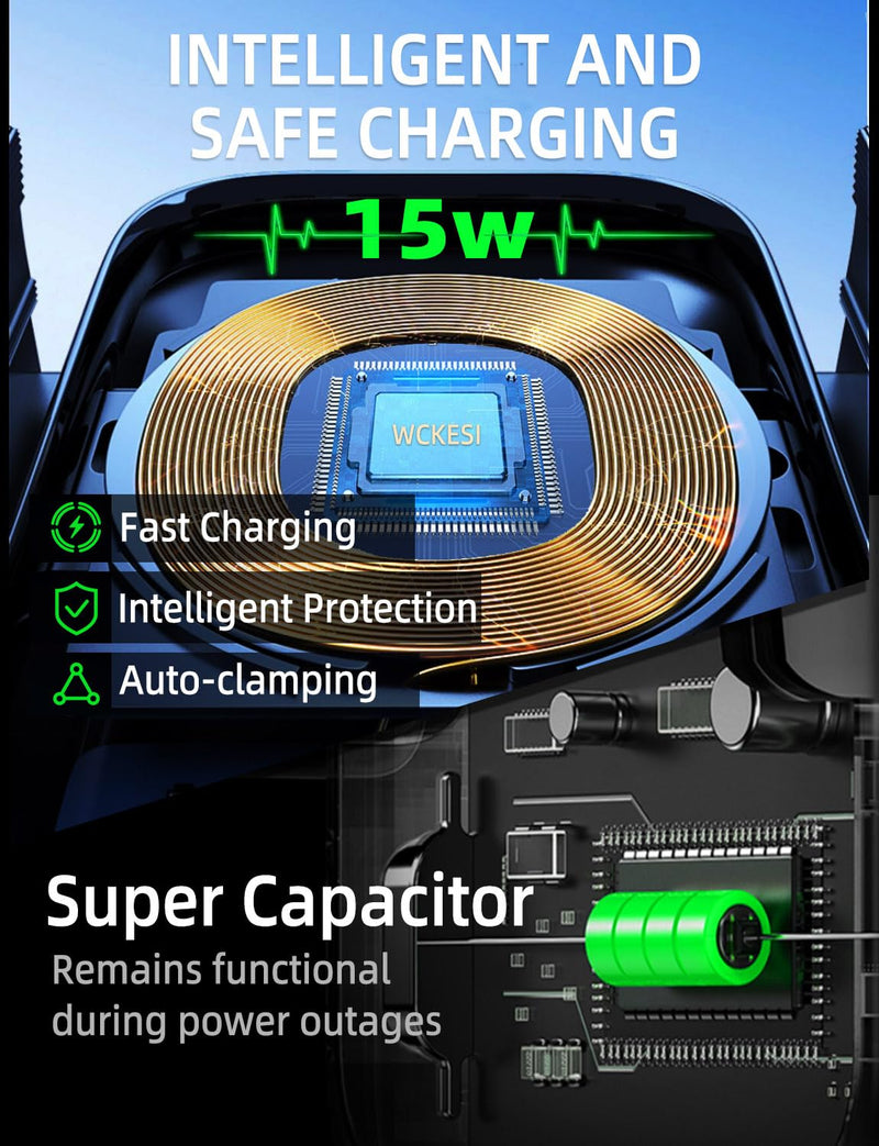 Wireless car Charger Phone Holder Mount for Truck,【10-inch Long arm 】 Pickup Truck Phone Holder Qi2 15W Fast Charging Heavy Duty Truck and Large SUV Windshield/Dashboard,for iPhone Samsung LG truck-charger