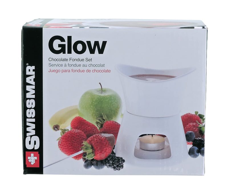 Swissmar Glow 7 Piece Chocolate Fondue Set, White