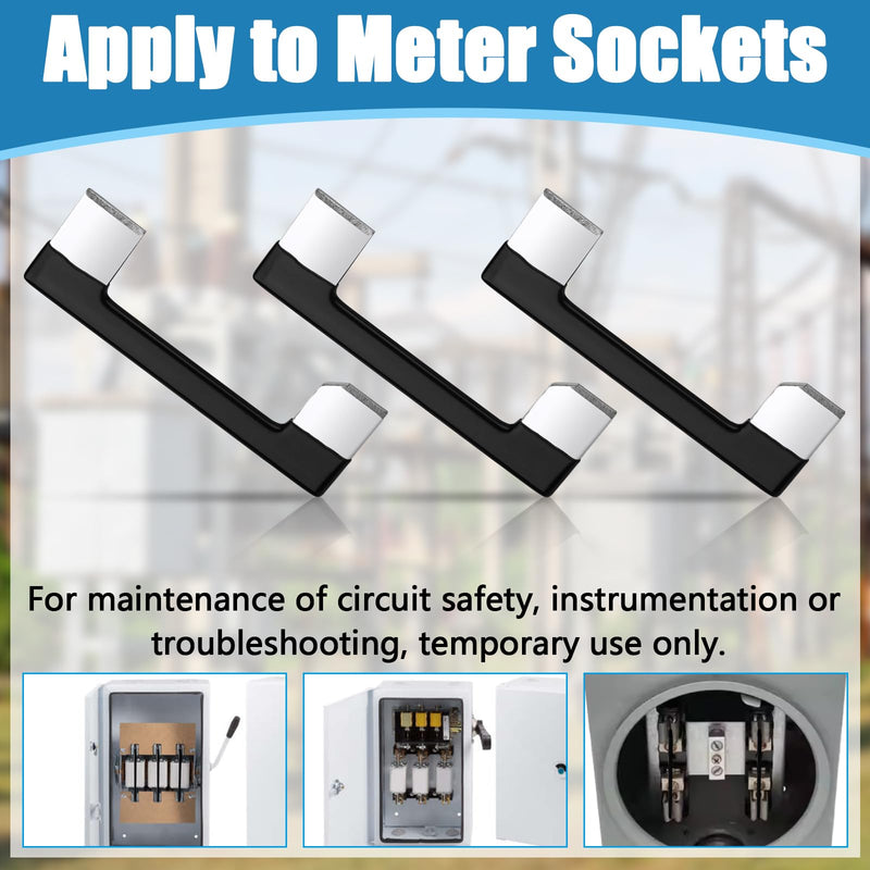 12Pcs 200 Amp Meter Socket Jumper Assembly Bypass Jumper Bus Electrical Meter Base Jumper Link Standard 2-1/4'' Handles Strong Insulation for Testing Maintaining Circuit Security Hot Checking 12