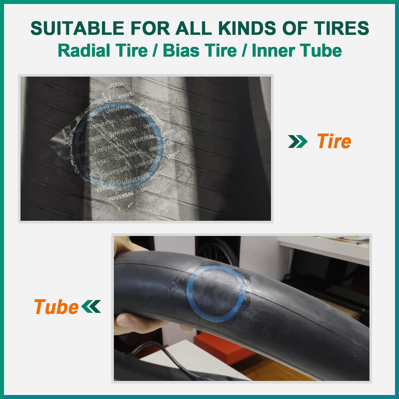 PAX 30Pcs 32mm Dia Round Universal Tube and Tire Patch Kit, with 1Pc 60ml Green Cement for Radial and Bias Tire Repair, Bike, Motorcycle, Automobile, Inflatable Rubber