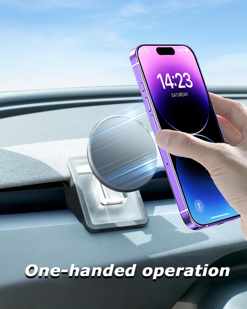 Phone Mount for Tesla Model 3 Highland Model Y Juniper 2026, Magnetic Phone Holder for Tesla Model 3 Model Y Accessories 2025, Easy Installation for MagSafe, Compatible with iPhone 17 16 15 14 13 12 2026 Model Y, 2025-2024 Model 3