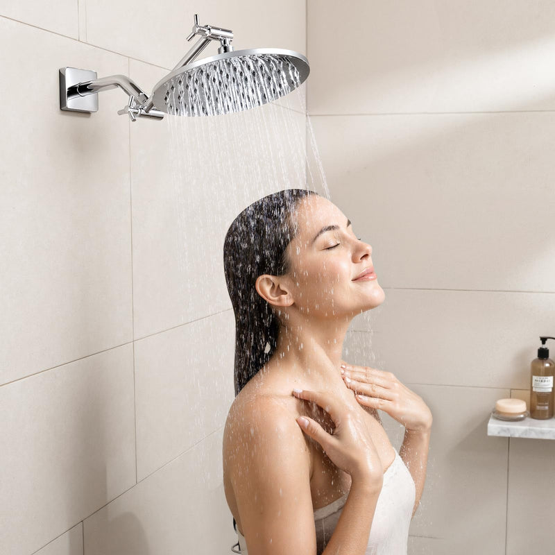 Brass 5 Inch Shower Head Extension Arm for Rain and Handheld Shower Head, Height & Angle Adjustable, Compatible with G1/2 Universal Connector | Easy to Install, Built to Last, Angle and Height Adjustable, Universal Fit Chrome 5 Inches