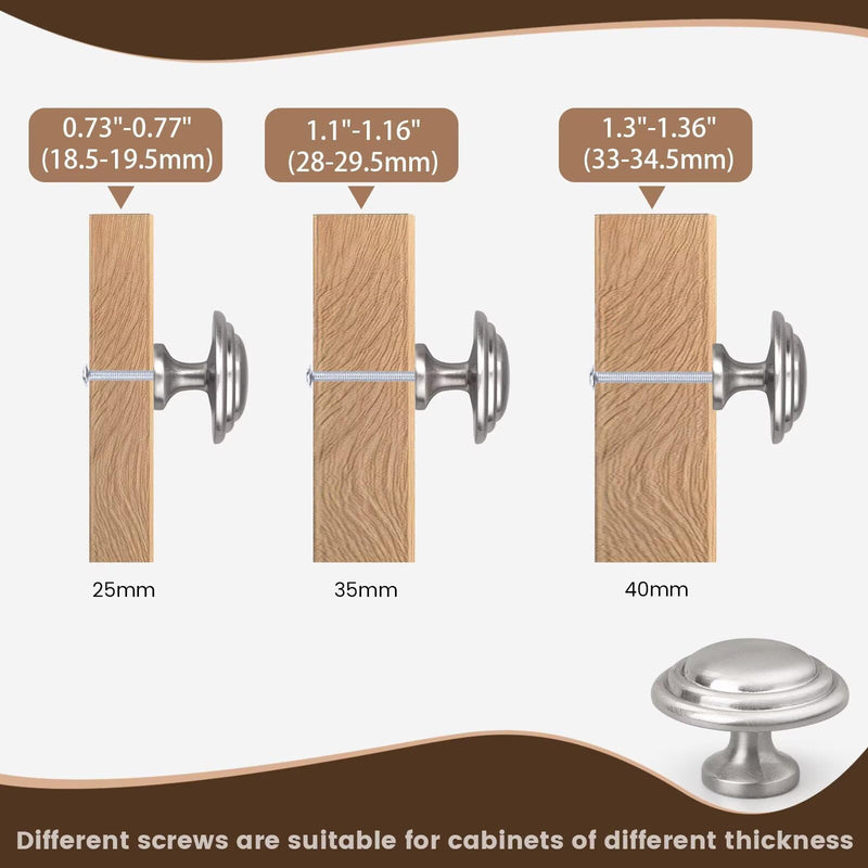 Brushed Nickel Knobs for Drawer 20 Pack, Solid Round Kitchen Cabinet Knobs, Dresser Pulls for Bedroom Bathroom Vanity, Diameter: 1.32 Inch(33.5mm) Brushed Nickel