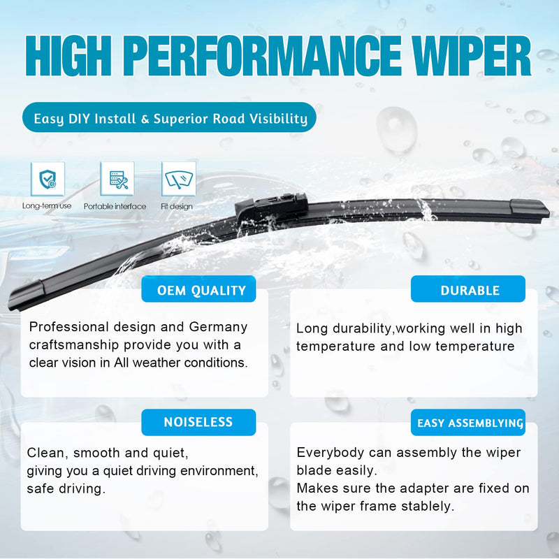 Wiper Blades With Rear Wiper Blades Set For 2017-2023 Land Rover Range Rover Automotive Replacement Windshield Wiper Blades, That Meet OEM Quality Easy DIY Install 24"+20"+15" (Set of 3) 24+20+15in