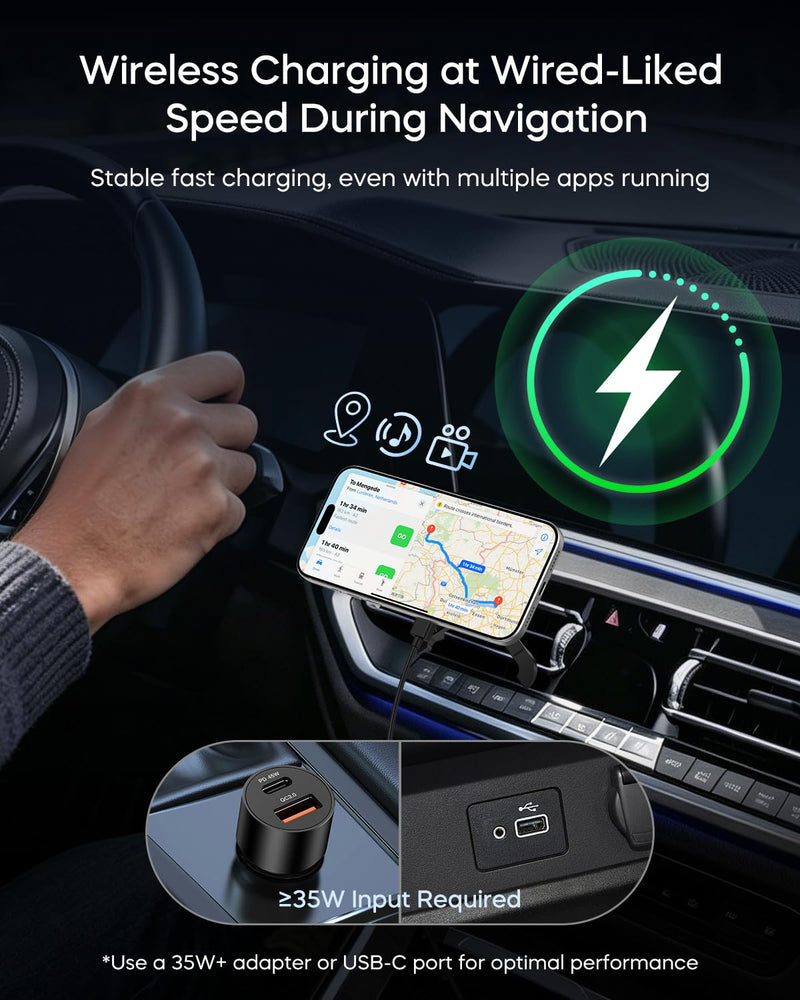 Qi2.2 25W for MagSafe Car Mount Charger, Wireless Car Charger | Cooling Fan, 45W Adapter, Air Vent Magnetic Car Phone Holder, Fast Charging for iPhone 17/16/15 Series & Samsung Galaxy