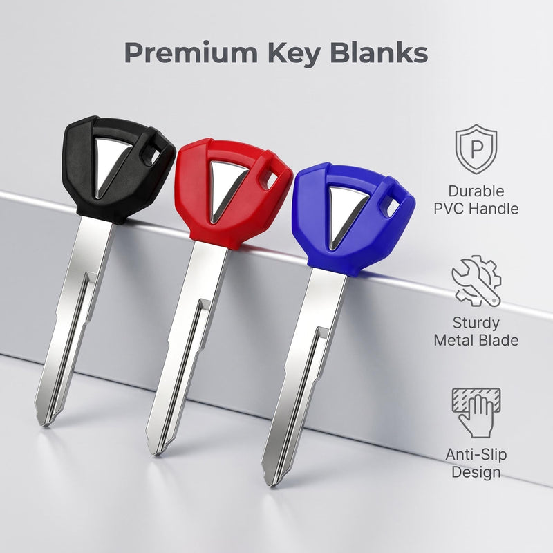 Blank Uncut Key for ZX6R 10R 14R Z750s 900 1000 3Pcs | 27008-0069 Black/Red/Blue 3