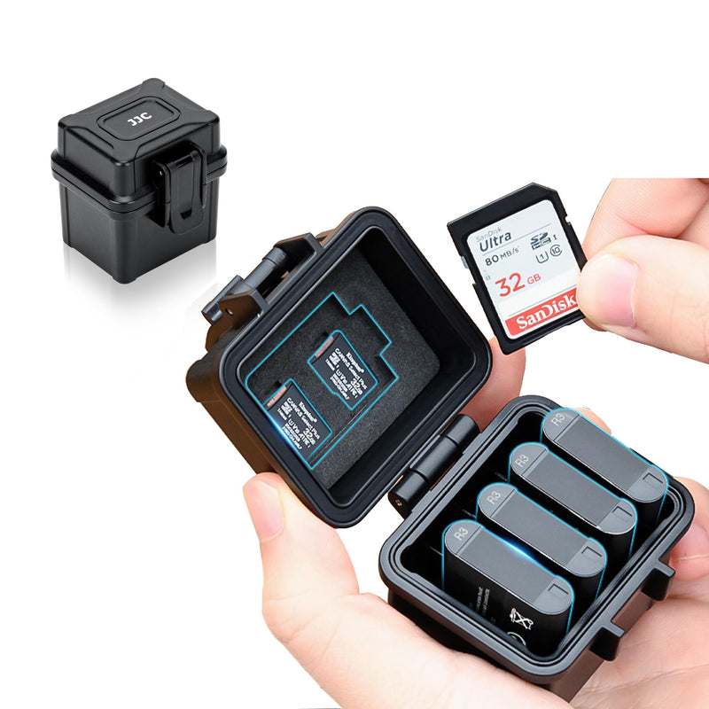 DB-110 LI-92B LI-90B NP-50 Battery and SD Micro SD Card Case, Water-Resistant & Shockproof, Camera Battery Case Holder Storage Box for 4X DB-110/LI-90B/LI-92B/EN-EL19/EN-EL10/NB-13L/NP-BX1/SLB-11A for DB-110 LI-92B LI-90B Battery x 4