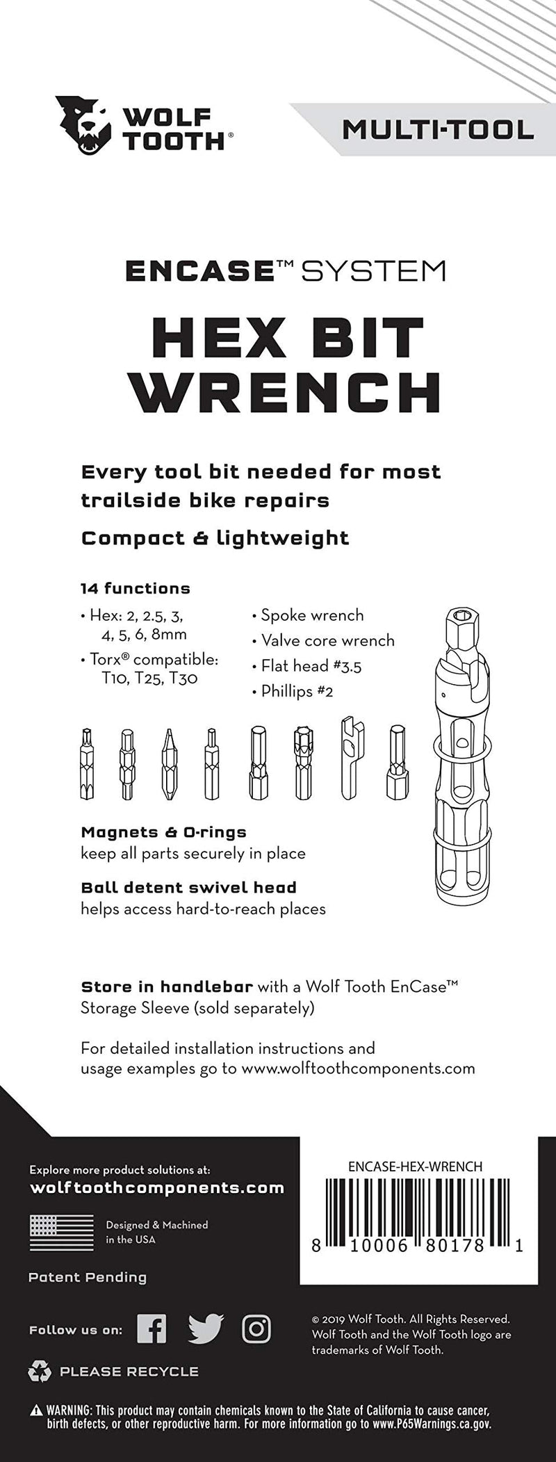 Wolf Tooth EnCase System Hex Bit Wrench Multi-Tool | bike-multifunction-tools