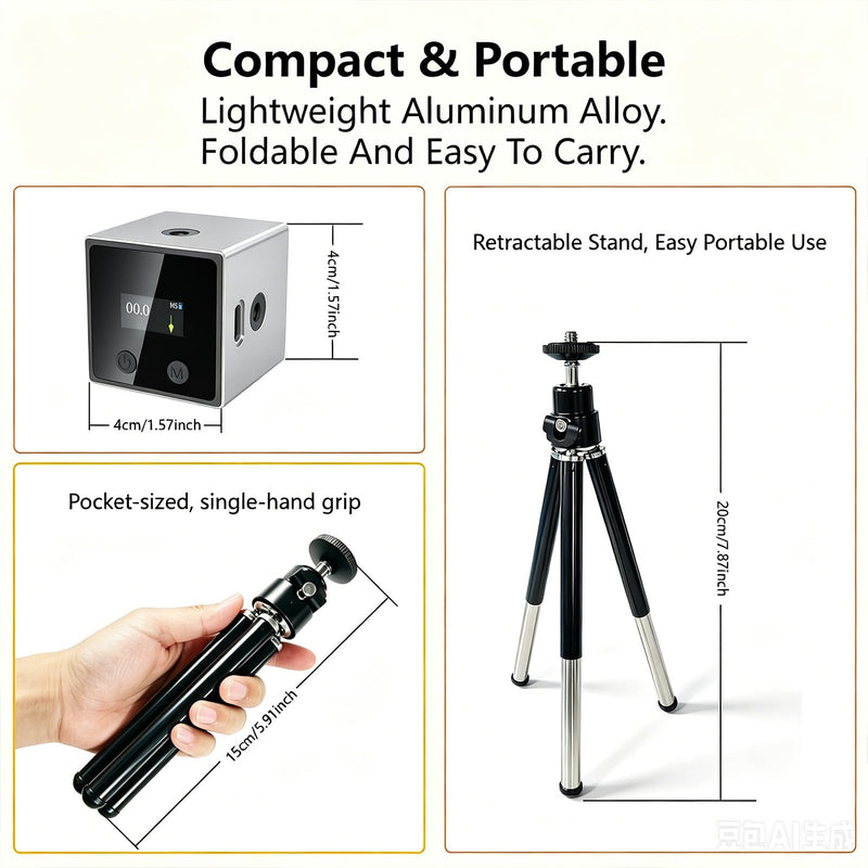 5-in-1 Digital Laser Level with Tripod, Magnetic Base & USB Rechargeable, Mini Angle Finder & Protractor, ±0.1° High Precision Cross Line Laser, Green/Red Beam for Picture Hanging,Tiling & DIY Grey