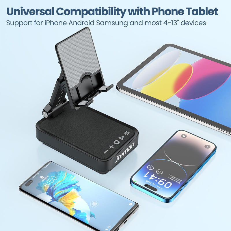 JTEMAN Cell Phone Stand with Bluetooth Speaker and Rhythm-Synced Light, Unique Birthday Gift Ideas