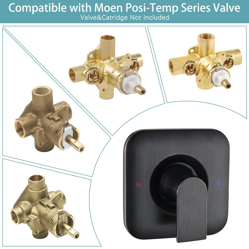 Trim Kit Compatible with Moen Shower Faucet (Valve& Catridge Not Inclued), Volume and Temperature Control Level Handle, Oil Rubbed Bronze