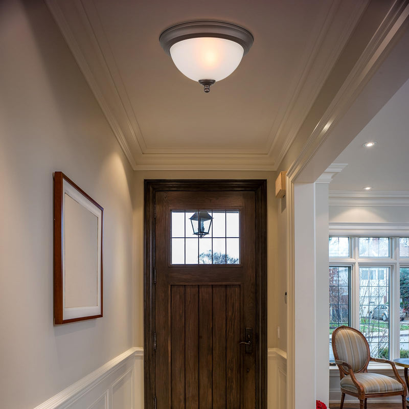 Ceiling Light Fixture, 11 Inch Flush Mount Ceiling Light, Oil Rubbed Bronze Light Fixture with Frosted Glass Shade, Dome Light Fixtures for Bedroom Bathroom Hallway Kitchen Living Dining Indoor 11.2 Inch
