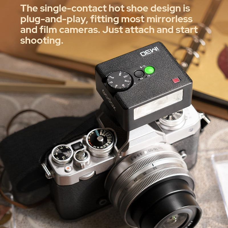 Godox iM30 Mini Flash+Hot Shoe Riser, Recycle Time≈3.6s, GN≈15, for Canon, Fuji, Sony, Nikon, Panasonic, Olympus, Pentax and Other SLR Cameras with Single Contact Hot Shoe (Without Battery)