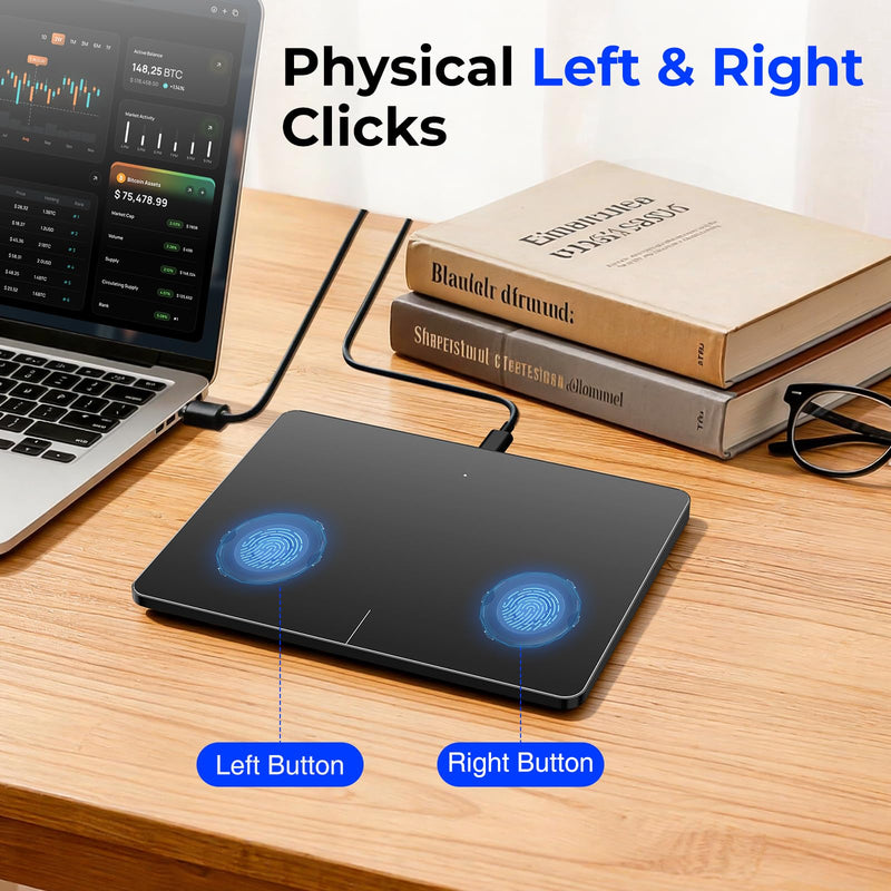 Wired Trackpad for Windows 10/11 – High-Precision Multi-Touch Portable Touchpad Mouse with Multi-Gesture, Ultra-Slim Aluminum Design, Compatibility for PC, Laptop, and Desktop Computers (dark) dark