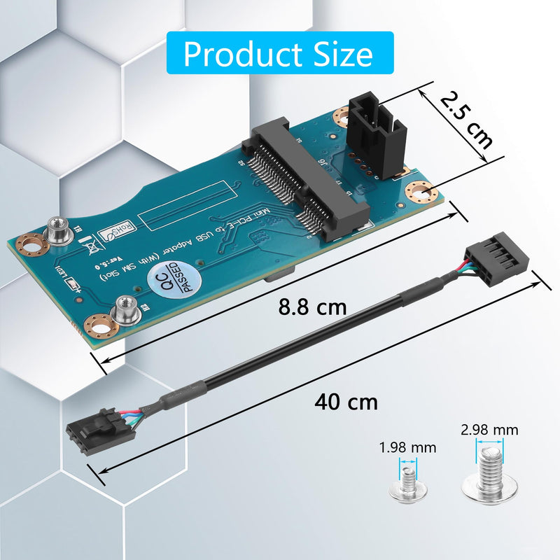 GINTOOYUN Mini PCI-E WWAN/LTE Card to Motherboard USB 9-pin Adapter Mini PCIE 3G/4G Network Card to Motherboard USB 9-pin Test Converter with SIM Slot for WWAN/LTE Cards(Horizontal) (Vertical) Vertical