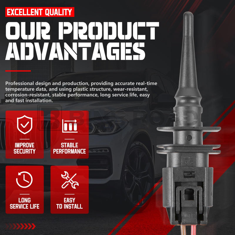 Ambient Outside Air Temperature Sensor with Connector Pigtail Plug 65816936953/65816905050 + 61132359999 Compatible with BMW E46 E39 E38 X3 X5 Z4 1 3 4 5 6 7 Series 2 Sensor+Connector Wire