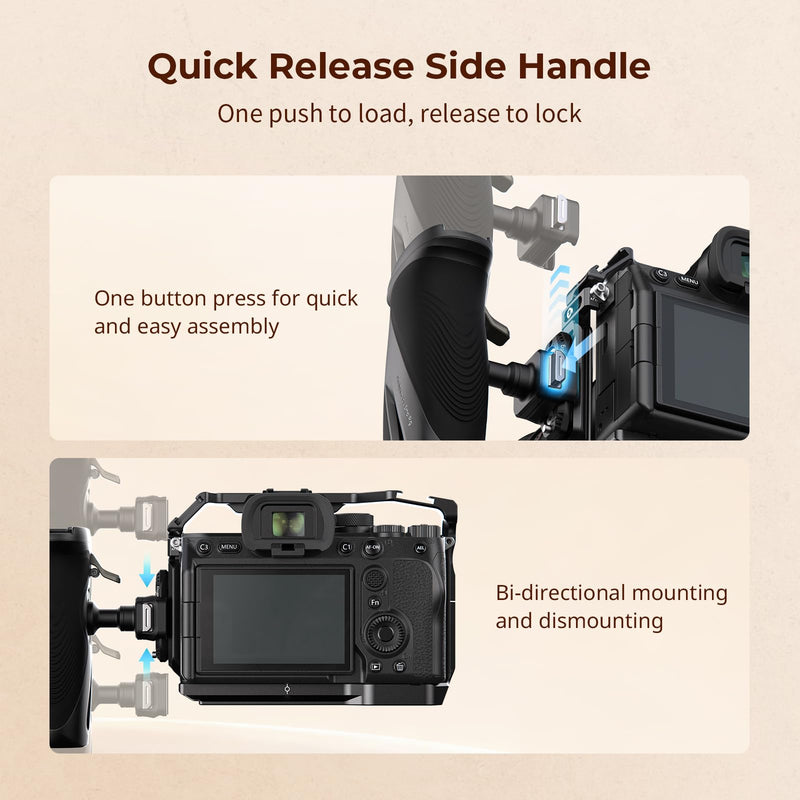 SMALLRIG Rotating Side Handle with HawkLock H21 Quick Release NATO Clamp, Includes H21 NATO Rail, 360° Adjustable, 15kg/ 33lb Load, Ergonomic Silicone Grip