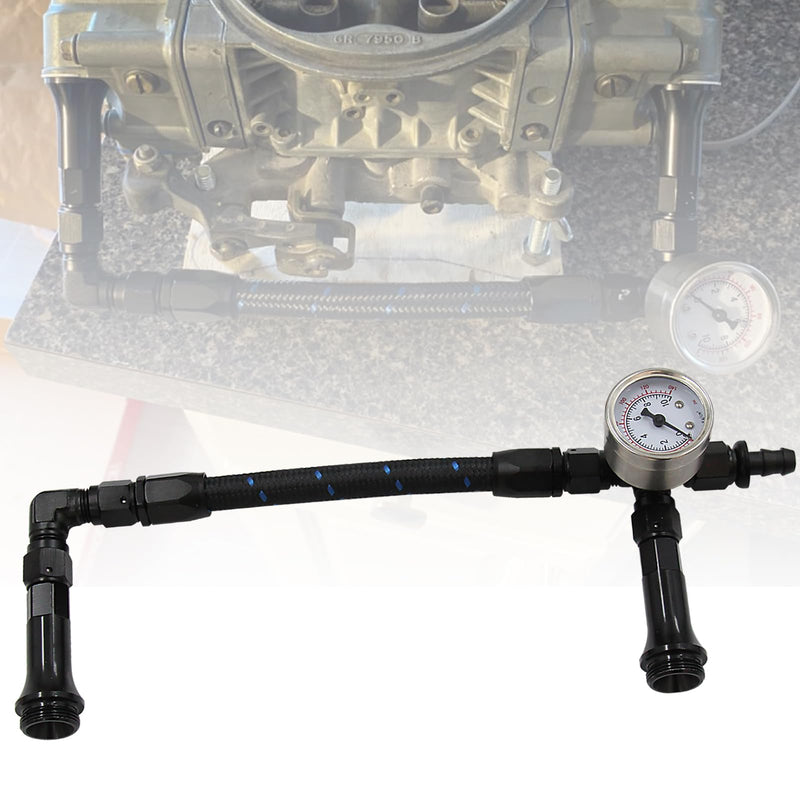 4150 Carburetor Fuel Line Kit AN6 Dual Feed Fuel Line with Pressure Gauge for Holley Black with Pattern