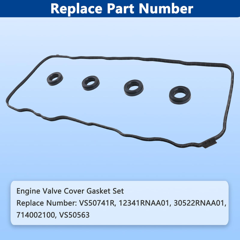 VS50741R Engine Valve Cover Gasket Set Kit for 2006-2015 Honda Civic HR-V, Acura ILX 1.8L 2.0L, 2006 2007 2008 2009 2010 2011 2012 2013 2014 2015 2016 2017