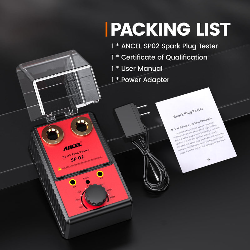 ANCEL SP02 Spark Plug Tester Automotive Engine Ignition Coil Tester Dual Holes 0 to 6000RPM Adjustable Working Frequency Car Spark Plug Gap Tool