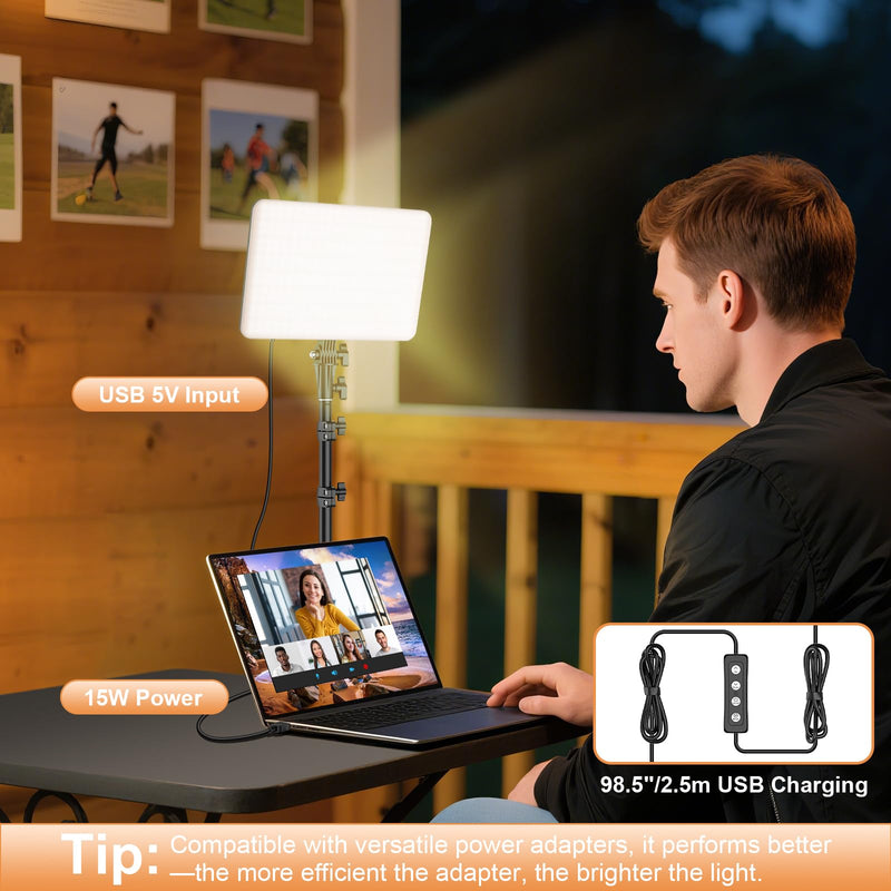 2-Pack LED Video Light Kit, Anautin 15W/1700Lux Photography Lighting with Tripod Stand, 2500-8500K Studio Light, Dimmable Stream Panel Light for Video Recording Gaming TikTok YouTube Podcast Makeup 2-Pack