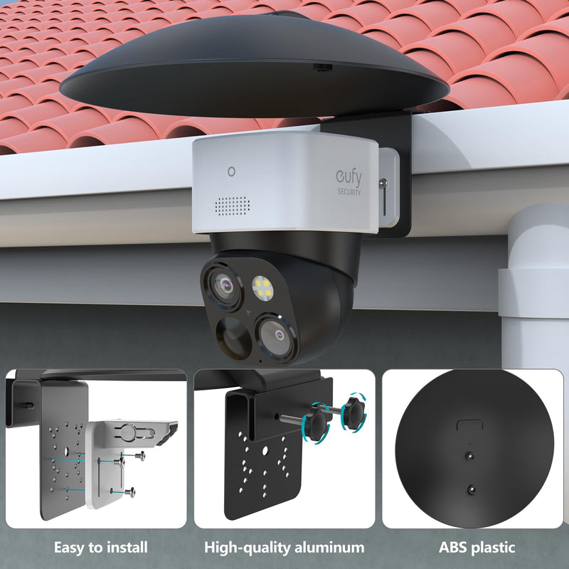 2 in 1 Security Camera Sun Rain Cover for All 1/4'' Thread with Gutter Mount Compatible with AOSU SolarCam D1 SE/Lite/Max,eufy,TP-Link Tapo,SEHMUA,Reolink,Cinnado B6 Security Cameras (Black)