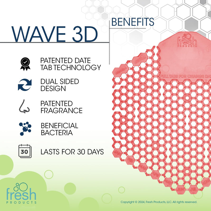 Fresh Products Wave 3D Urinal Screen Deodorizer, Kiwi Grapefruit, 10 packs