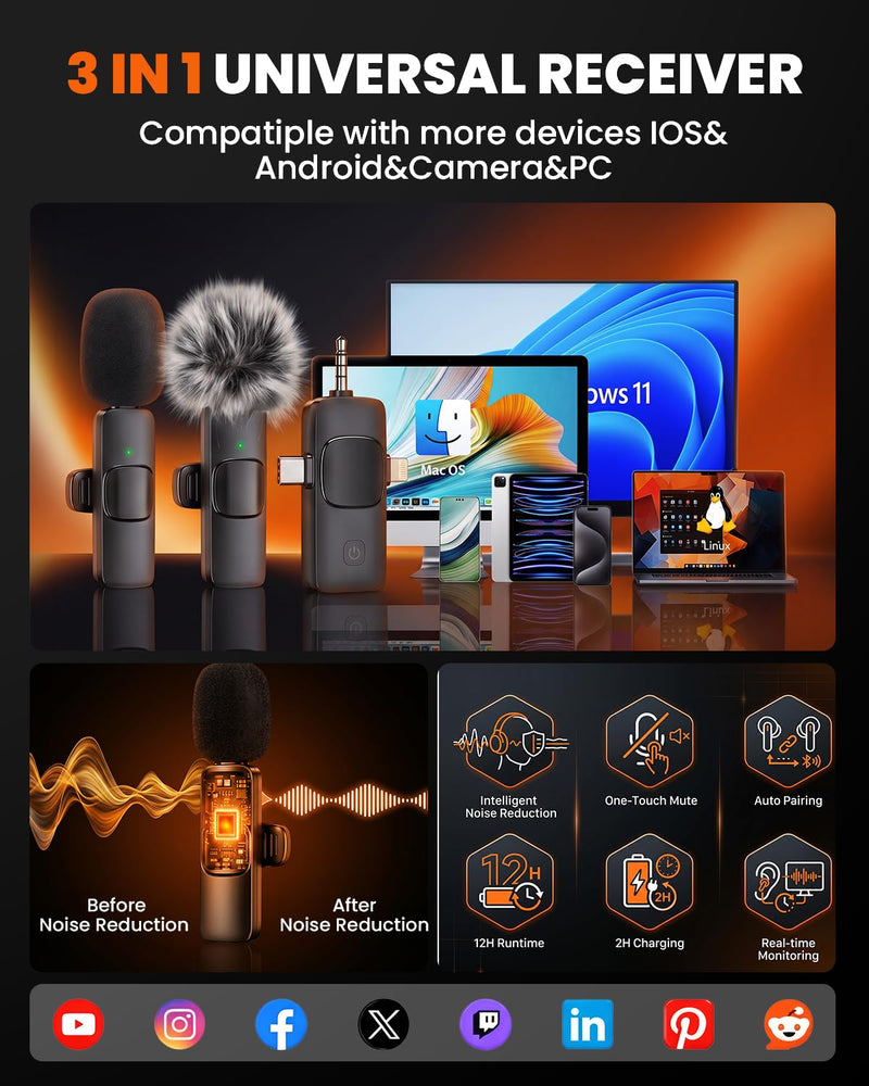 Content Creator Essentials Kit 71" Tripod Light Wireless Microphone &Remote | Vlogging Kit Tripod for iPhone/Android, No App, Selfie Stick Phone Stand for Video Recording Live Streaming TikTok, YouTube