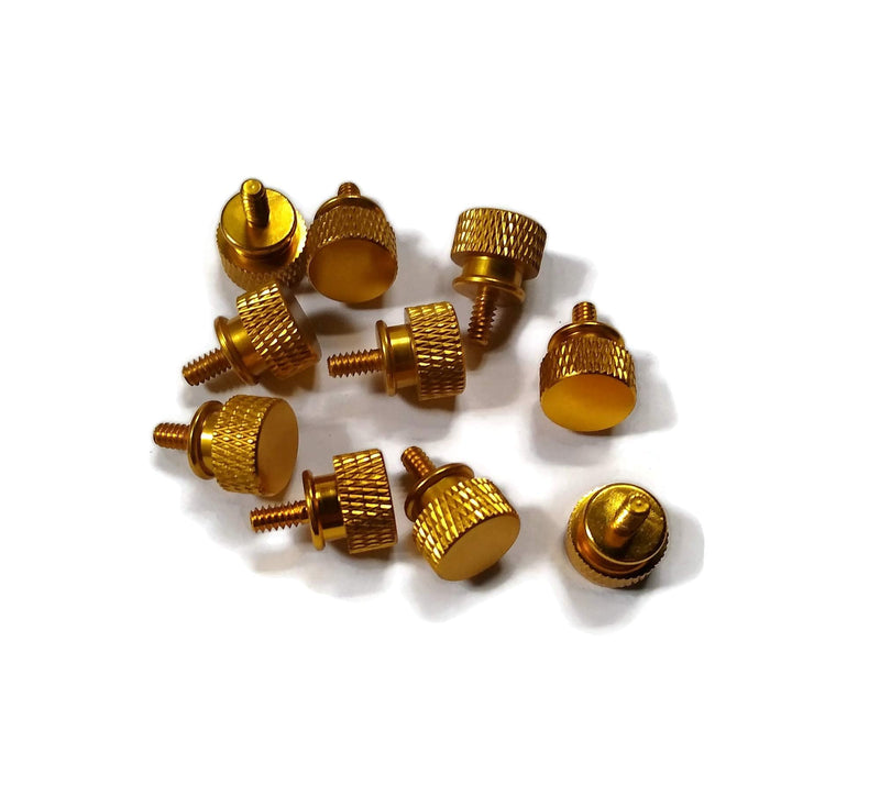 10x Anodized Aluminum Computer Case Thumbscrews 6-32 Thread Computer Cover Power Supply PCI Slots Hard Drives DIY Gold
