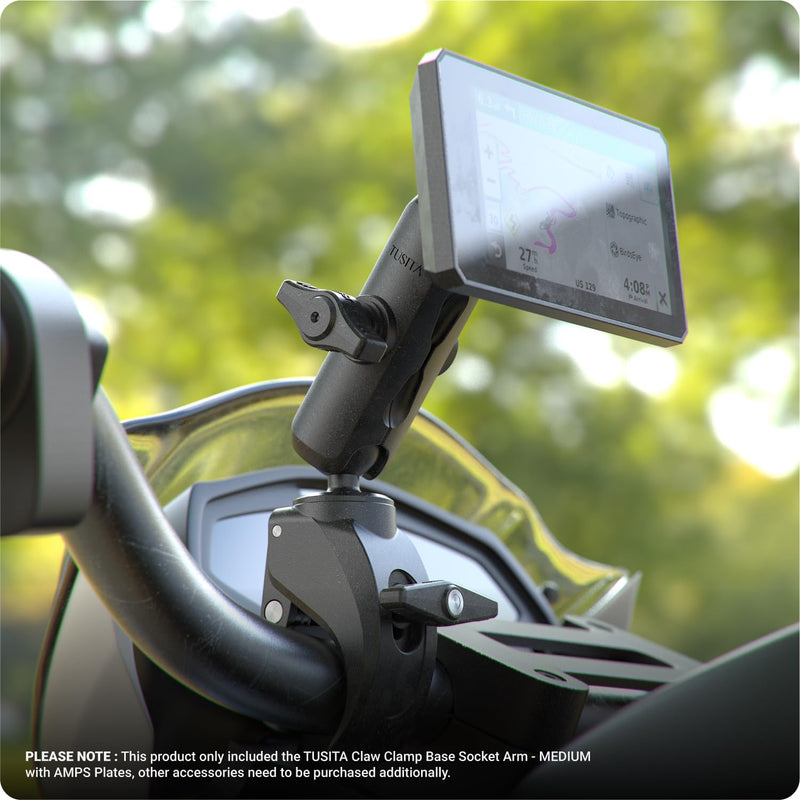 TUSITA Motorcycle ATV/UTV Mount Compatible with Garmin Montana, Zumo XT - Claw Clamp Base,Medium Arm Medium Arm