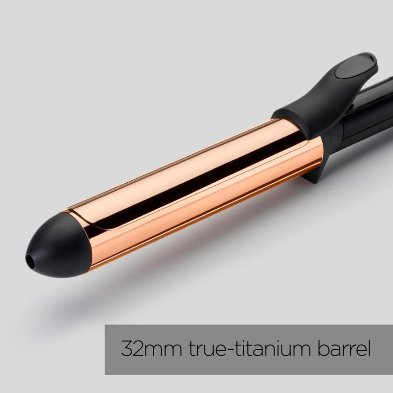  [AUSTRALIA] - BaByliss Titanium Brilliance Curls - 32mm Hair Curler, for Large Curls and Soft Waves, Titanium Coating, 6 Heat Settings up to 210°C, 2357U 32mm Tong