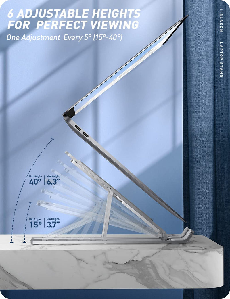 i-Blason Cosmo Laptop Stand, Adjustable Aluminum Alloy Laptop Riser Holder with Multi-Angle Stand Compatible with MacBook Pro/MacBook Air, 7-17.3" Laptops & Tablets (Silver) Silver