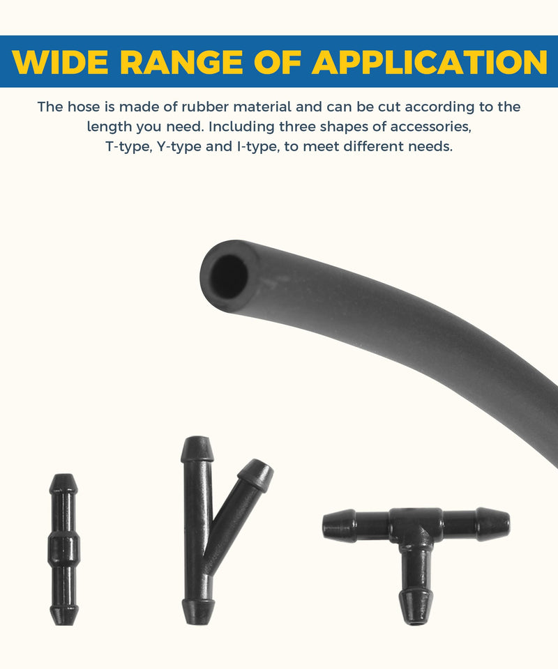 22PCS Windshield Washer Hose Kit,13FT Washer Fluid Hose,6 PCS Hose Connectors,2 Fan Nozzles,Car Accessories Windshield Fluid Hose Replacement,Suitable for Most Car Windshield Fluid Tubing