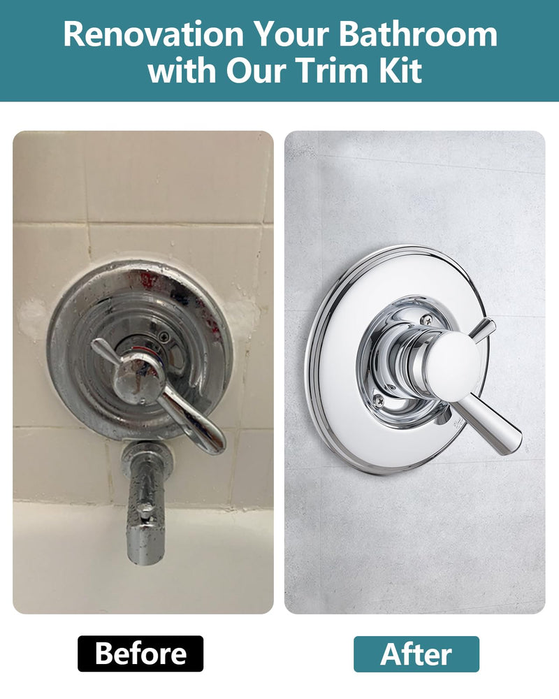 Shower Trim Kit Compatible with Delta 17& 1700 Series, Shower Cover Plate with Handle, Chrome(Valve& Catridge Not Inclued)