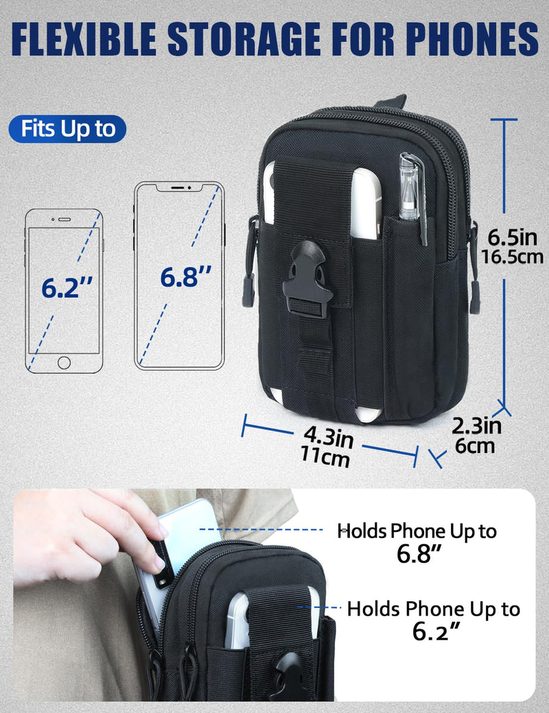 J.SH Tactical Waist Belt Pouch, Utility Wallet Pouch, Waist Bag for Belt | Bag with Phone Belt Clip Holder Holster, Gadget Bag for Cell Phone, Keys, Tools, Work, Security, Construction & Outdoor Use