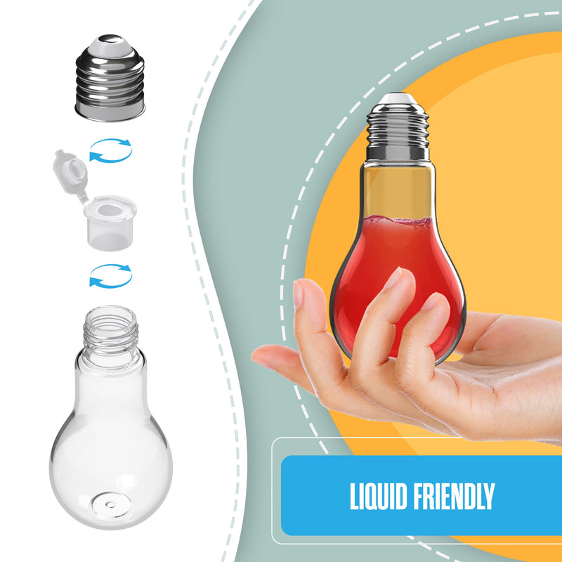 Houseables Plastic Light Bulbs, Fillable Light Bulbs, Fake Lightbulb, Plastic Lightbulbs for Crafts, Clear, Cups, Jars, Containers, Ornaments, Drink Glasses, Candy, Bottles, Party Favors, 100ML, 24PK Silver 100 ml