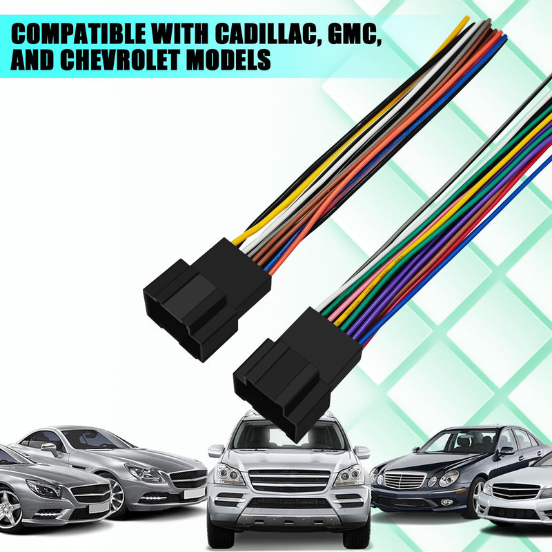 Radio Wiring Harness with Antenna Adapter Compatible with 2006-2013 GM GMC Chevy Cadillac, Aftermarket Stereo CD Player Receiver Wire Cable Adapter for Silverado Sierra Impala Yukon (4 PCS) Black