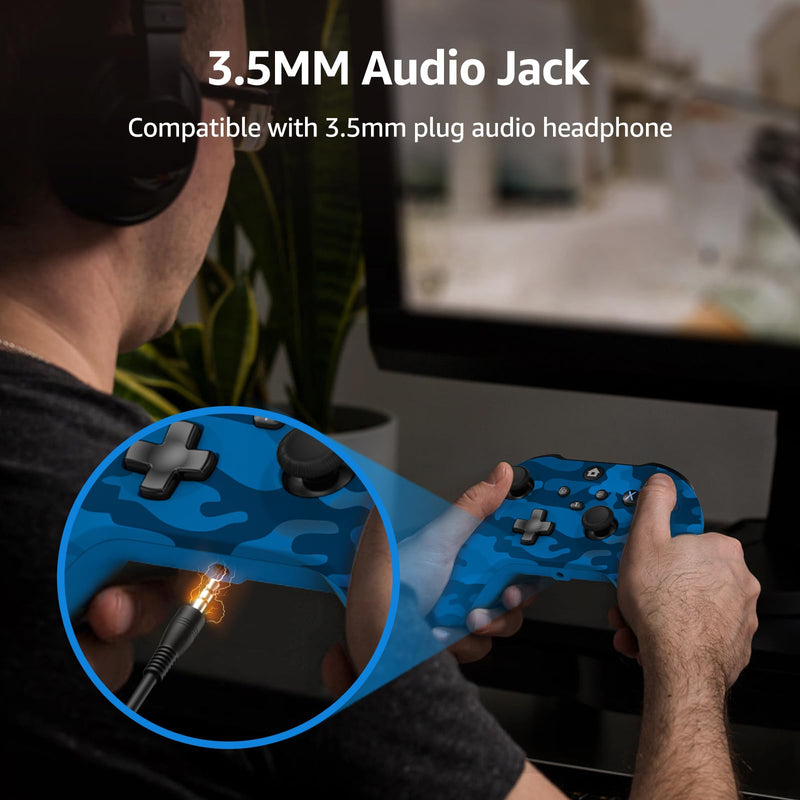 GMVOX Wireless Controller for X-BOX One,Blue Camo | Turbo,Dual Vibration,2.4g Adapter,Support 3.5MM Audio Jack,Compatible with X-BOX Series S/X, PC, IOS, Android Platforms Blue Camo