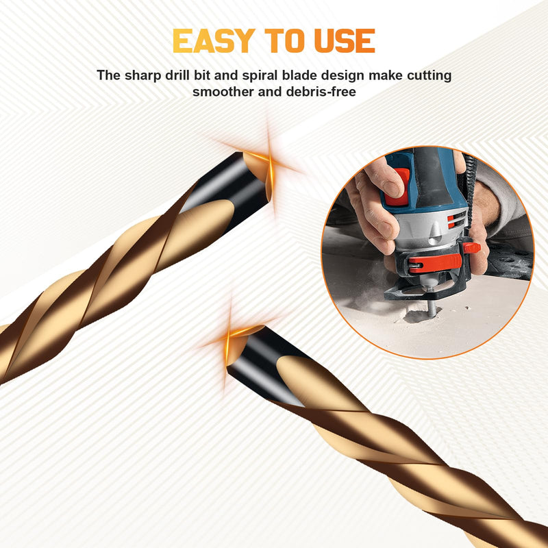 50Pcs 1/8 Inch Spiral Drywall Router Bits Set -Brocas para Drywall High Speed Steel Drywall Cutting Bit Kit with Guide Point for Drywall Cutout Tool Black
