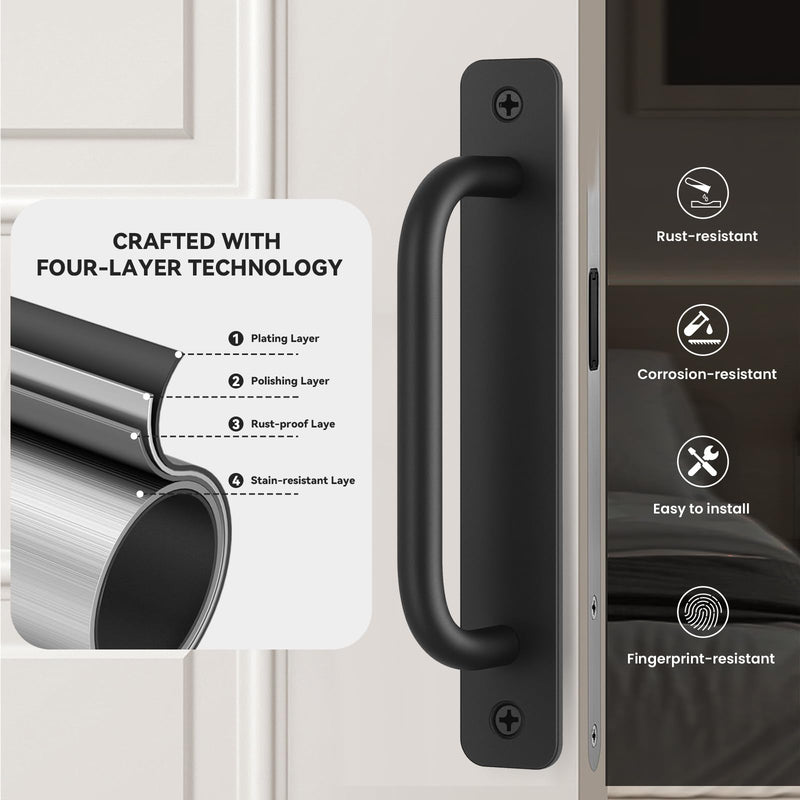 Barn Door Handles, 7.1" Gate Handle Outdoor Fence, Black Door Pulls Handle, Aluminium Alloy Sliding Closet Door Handle For Bifold Door, Kitchen, Cabinet, Bathroom, Closet, Garage Shed (8 Pack) 7.1" 8 Pack