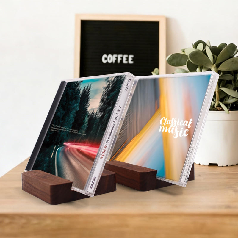 1 Pcs CD Display Rack, Solid Wood Tabletop Cd Holder Stand, Single DVD Holder for CD/DVD/Phone/Albums (Brown) Brown