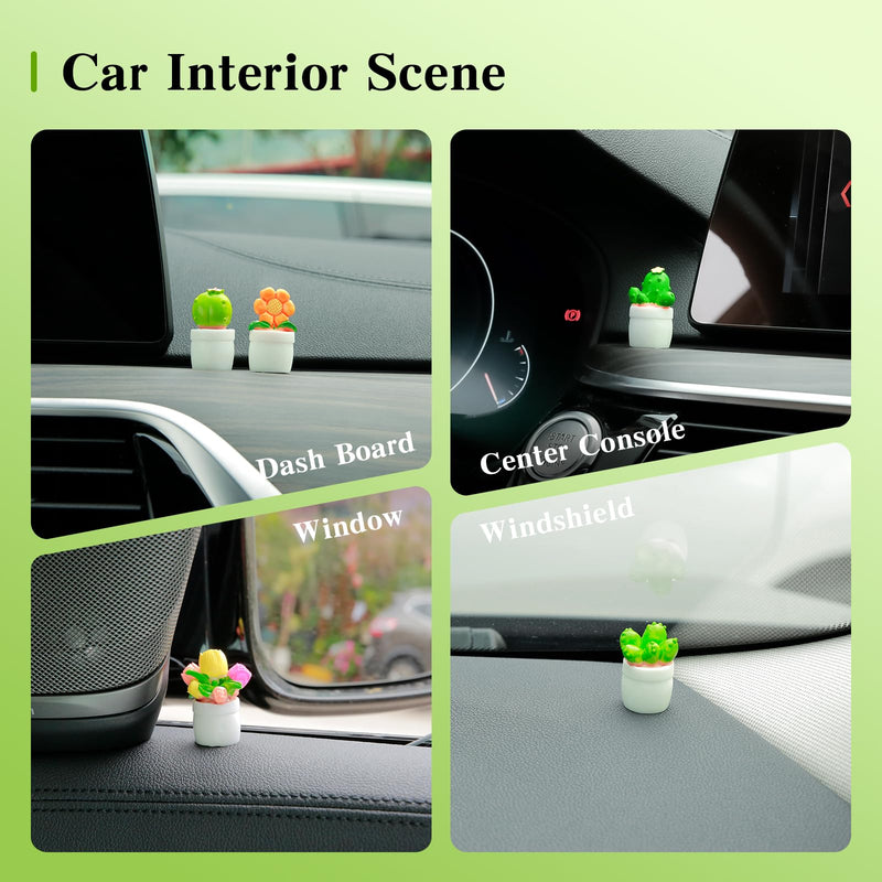 YGMONER Mini Flower Pot Car Ornament & Mini Succulent Dashboard Decor, 5pcs Desktop Miniature Pottery Planter for Car Interior Decoration