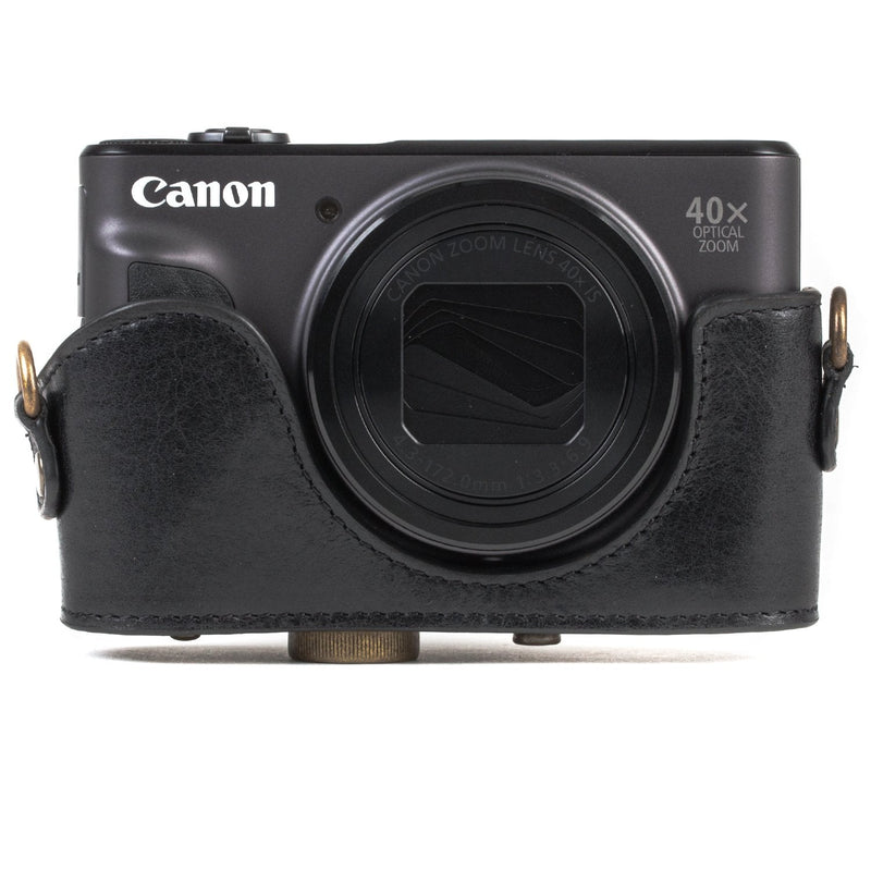 MegaGear MG1176 Canon PowerShot SX740 HS, SX730 HS Ever Ready Genuine Leather Camera Case with Strap - Black One Size