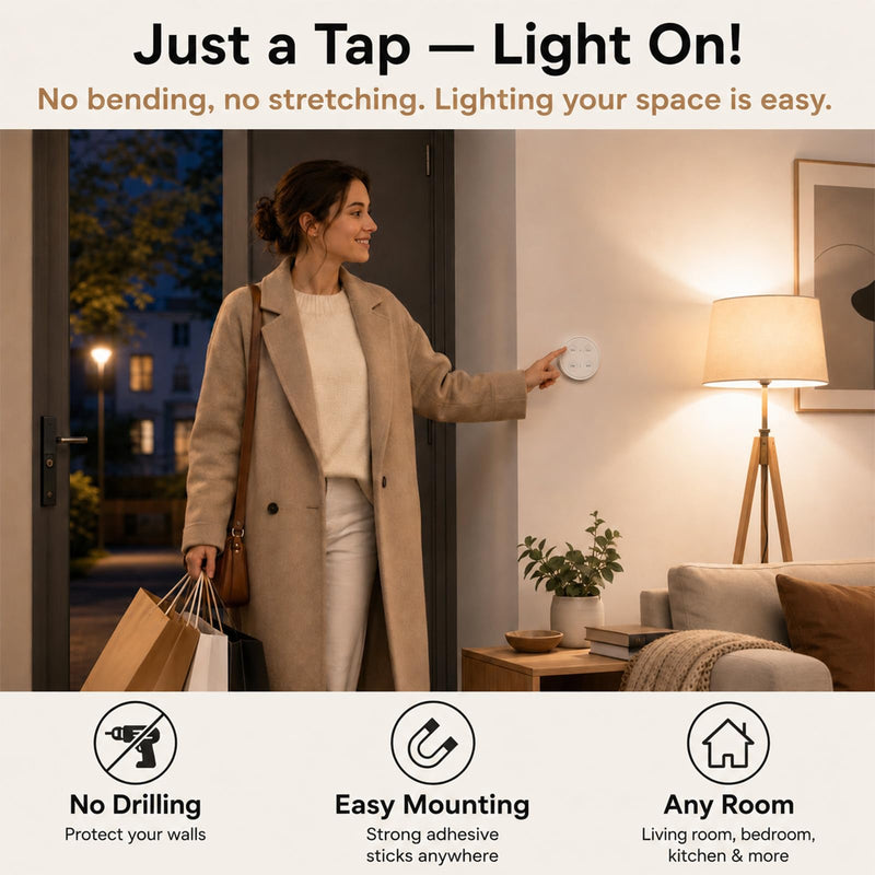 LoraTap Wireless Outlet (2 Pack) - Ergonomic Round Remote (Comfort Grip!) + Magnetic Wall Base - Stick & Grab, No Wall Damage - 15A/1875W 100ft Range - Control for Hard-to-Reach Sockets 2 Pack Slim Oval 15A Outlet