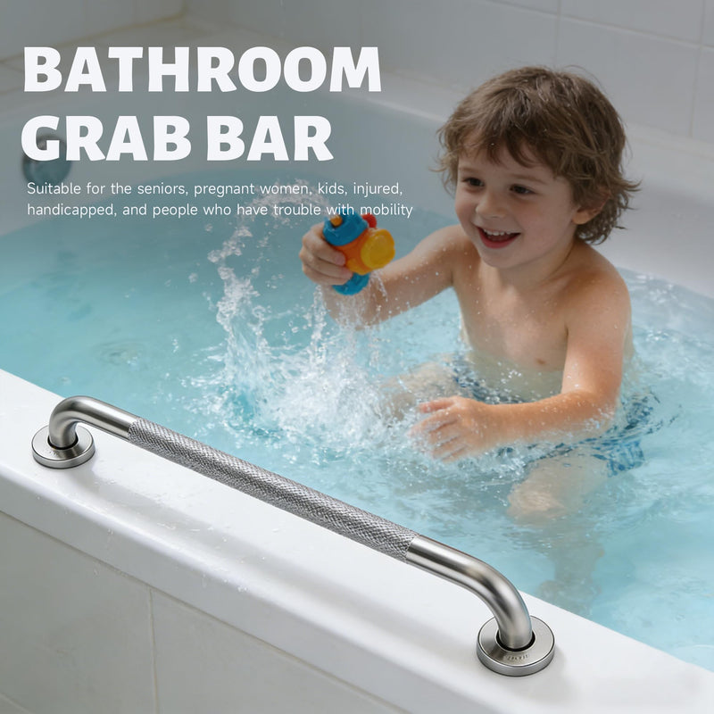 32 Inch Shower Grab Bar 1.25" Dia,Brushed Nickel Anti Slip Bathroom Grab Bar, 304 Stainless Steel Knurled Handicap Grab Bars, Safety Support Handrail, Bath Shower Handle for Elderly Injury Senior 32 Inch-1Pack Satin Brushed Nickel