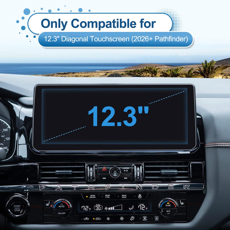 2026 Pathfinder Screen Protector for Nissan Pathfinder (S/SV/SL/Rock Creek/Platinum) 12.3-inch Touchscreen, 9H Tempered Glass Fingerprint&Scratch-Resistant 2026 Pathfinder Accessories 12.3" 12.3In HD Glass