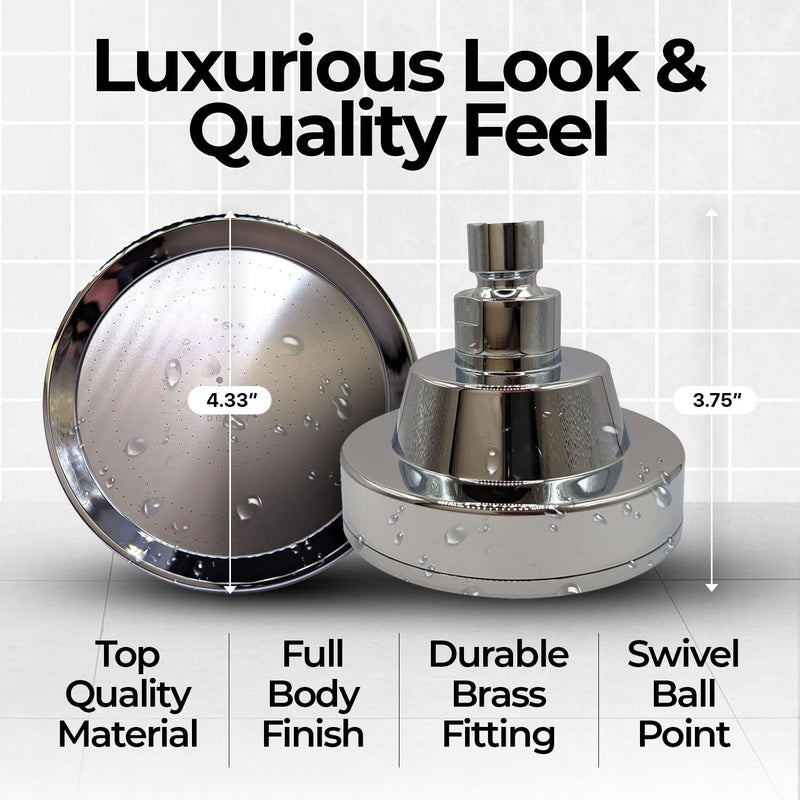 Water Saving High Pressure Bathroom Shower Head - Transform Your Shower Experience with our Luxury Shower Head - Low Carbon Footprint - Environmentally Friendly - Better USA Chrome Shower Head