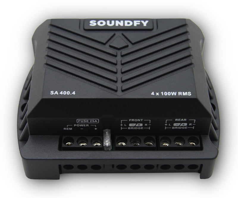 SA 400.4 2 Ohms Compact Digital 4 Channels Amplifier, 400 Watts RMS 400x4, 2Ω Stable, Multichannel Digital Car Audio Amp TS, Full-Range Sound Quality, Crossover