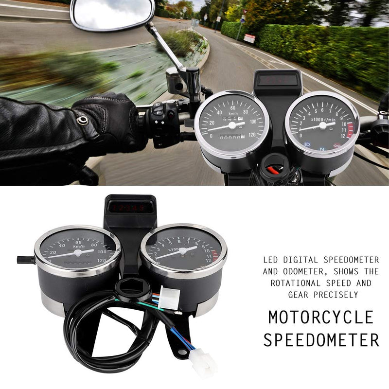 KIMISS Speedometer Gauge, Motorcycle Modified Accessories Speedometer Odometer Tachometer for Suzuki GN125