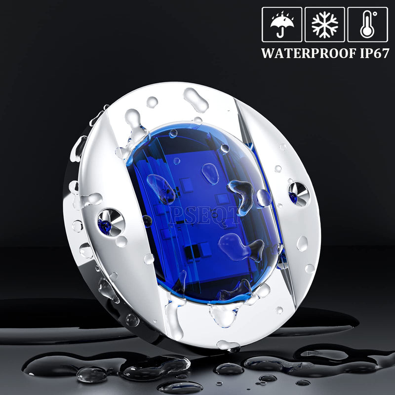 PSEQT 4pc 3" Marine Blue LED Boat Deck Courtesy & Stern Transom Anchor Lights - Waterproof 12V Night Fishing Pontoon Lights with Blue Lens 4PCS Blue w/ Blue Lens